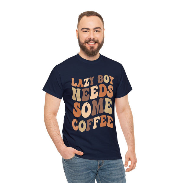 Lazy Boy Needs Some Coffee T-Shirt - Navy