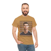 a man wearing a t - shirt with a picture of cristianoo ronald