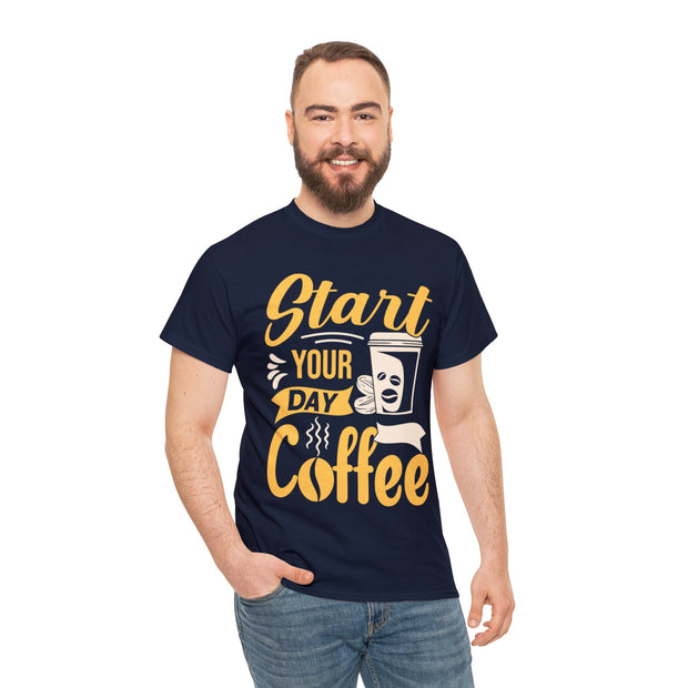 Start Your Day With Coffee Unisex Tee - Black