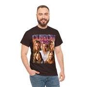 a man wearing a t - shirt with a group of women on it