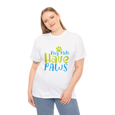 The Best Quality My Kids Have Paws Unisex Cotton Tee - White