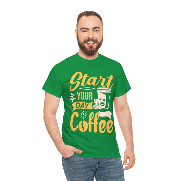 Start Your Day With Coffee Unisex Tee- Green