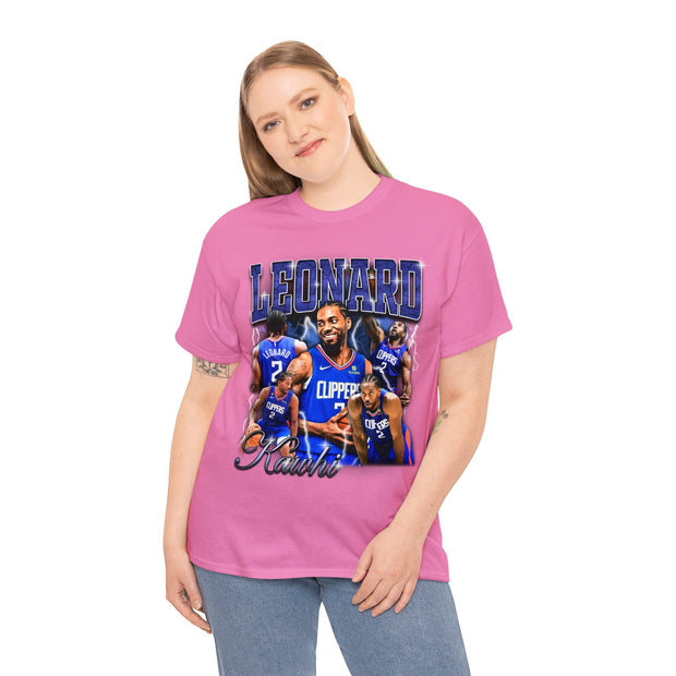 a woman wearing a pink shirt with a picture of a basketball player