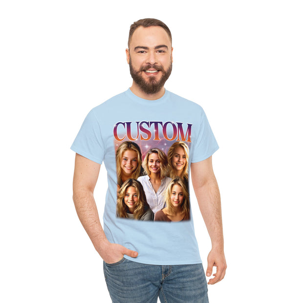 a man wearing a t - shirt with a group of women on it