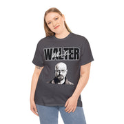 a woman wearing a t - shirt with walter on it