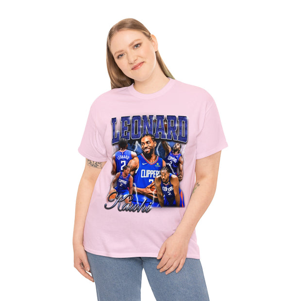 a woman wearing a pink shirt with a picture of a basketball player