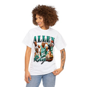 a woman wearing a white t - shirt with an image of the philadelphia eagles