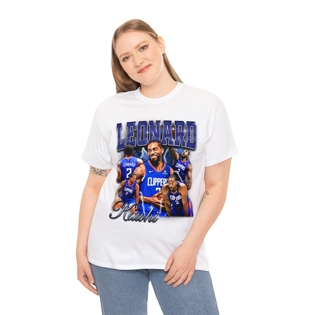 a woman wearing a t - shirt with a picture of a basketball player