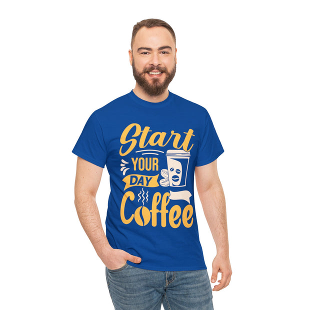 Start Your Day With Coffee Unisex Tee - Blue