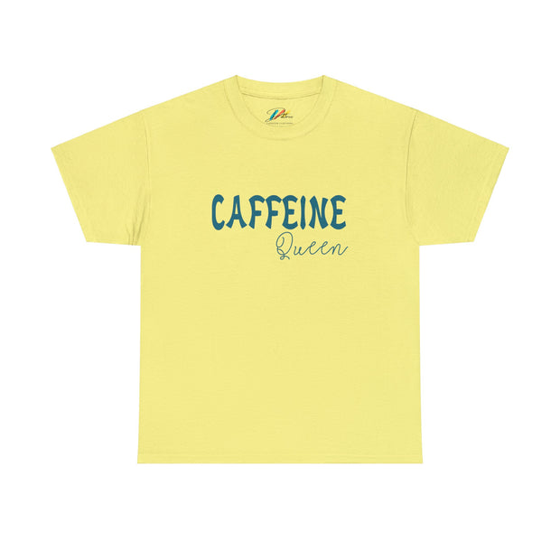 a yellow t - shirt that says caffeine queen