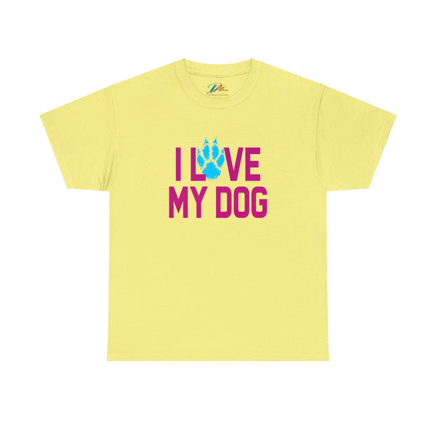 I Love My Dog Unisex Cotton Shirt - Yellow